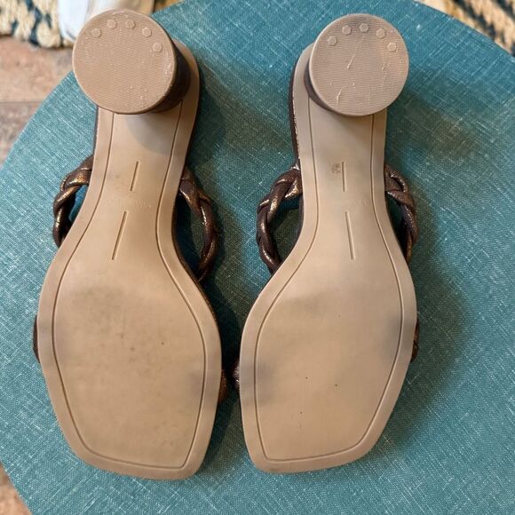 Dolce Vita Metallic Bronze Braided Block Heel Sandals. Size 9 1/2 - Picture 8 of 8